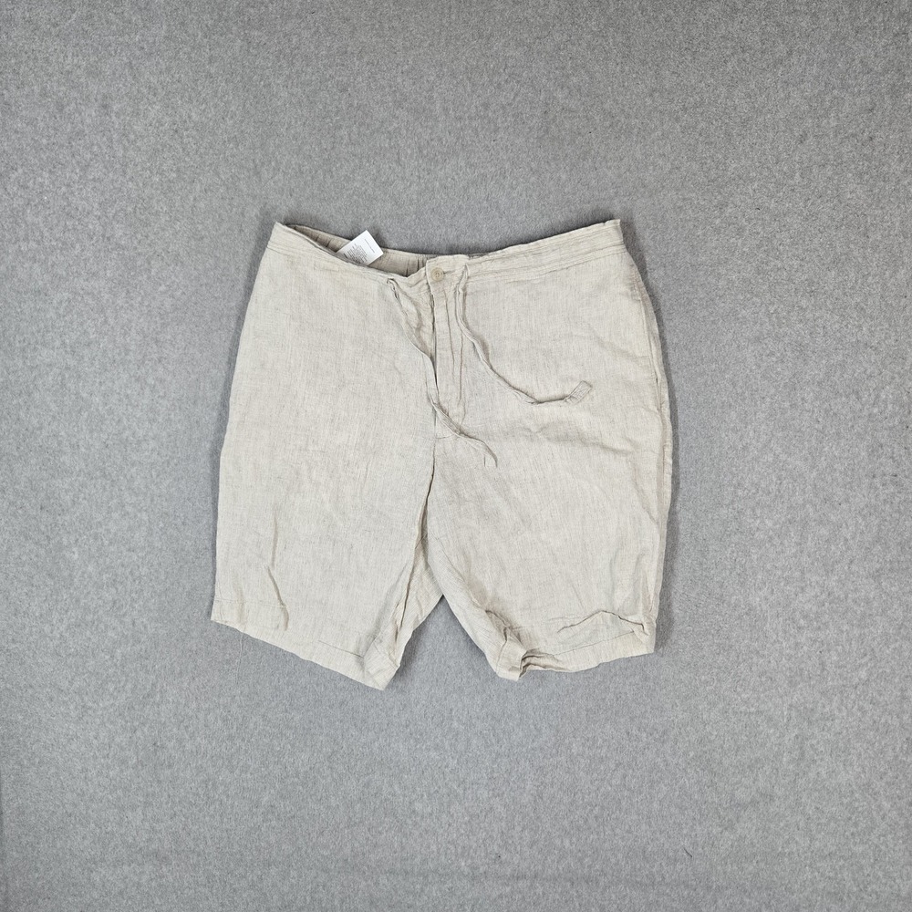 Cubavera Men Shorts M Beige Cotton Linen Chino " Inseam Logo Pockets